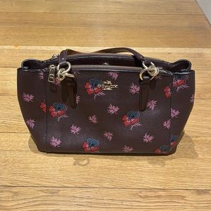 COACH Oxblood Brown Christie Wildflower Caryall Bag Satchel